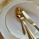 HOMLA Abele Besteckset Für Vier Personen 16-Teilig Edelstahl Hygienisk Elegant Leicht Zu Reinigen Gold Kitchen Naty Shop