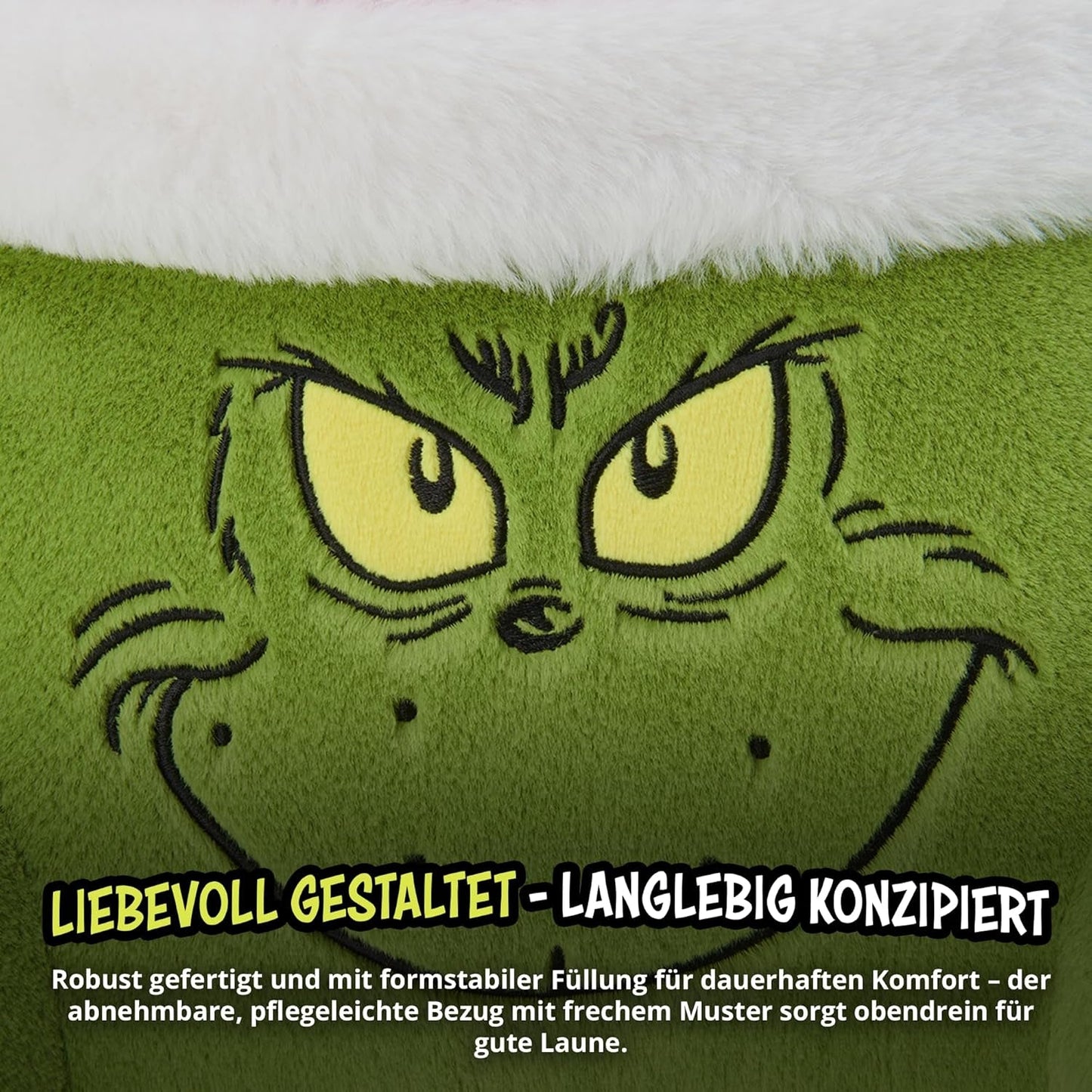 Grinchpude - Rygpude til seng og sofa, rygstøtte med armlæn, læsepude til ryg, nakke og hoved, grøn, 40 x 38 cm