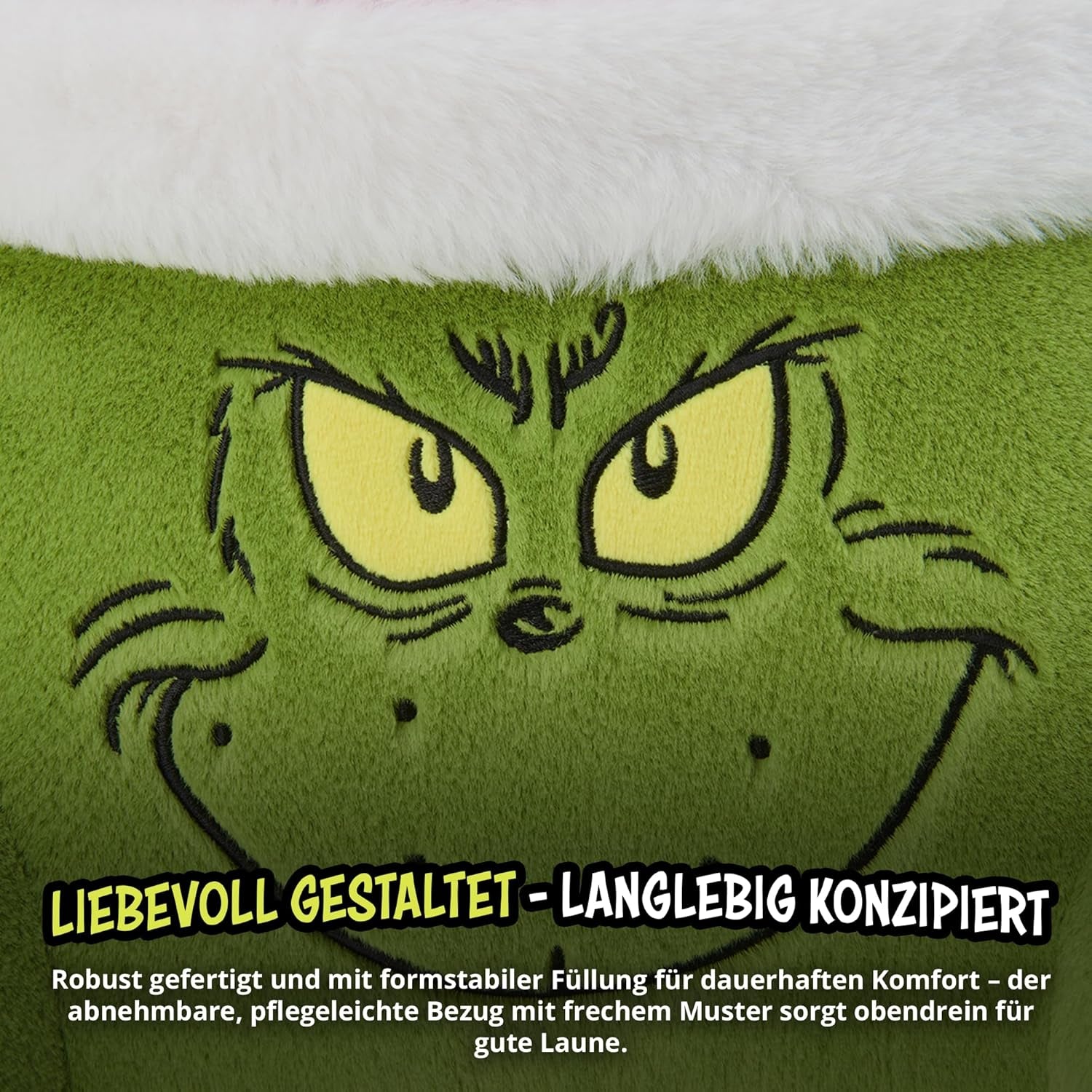 Grinchpude - Rygpude til seng og sofa, rygstøtte med armlæn, læsepude til ryg, nakke og hoved, grøn, 40 x 38 cm