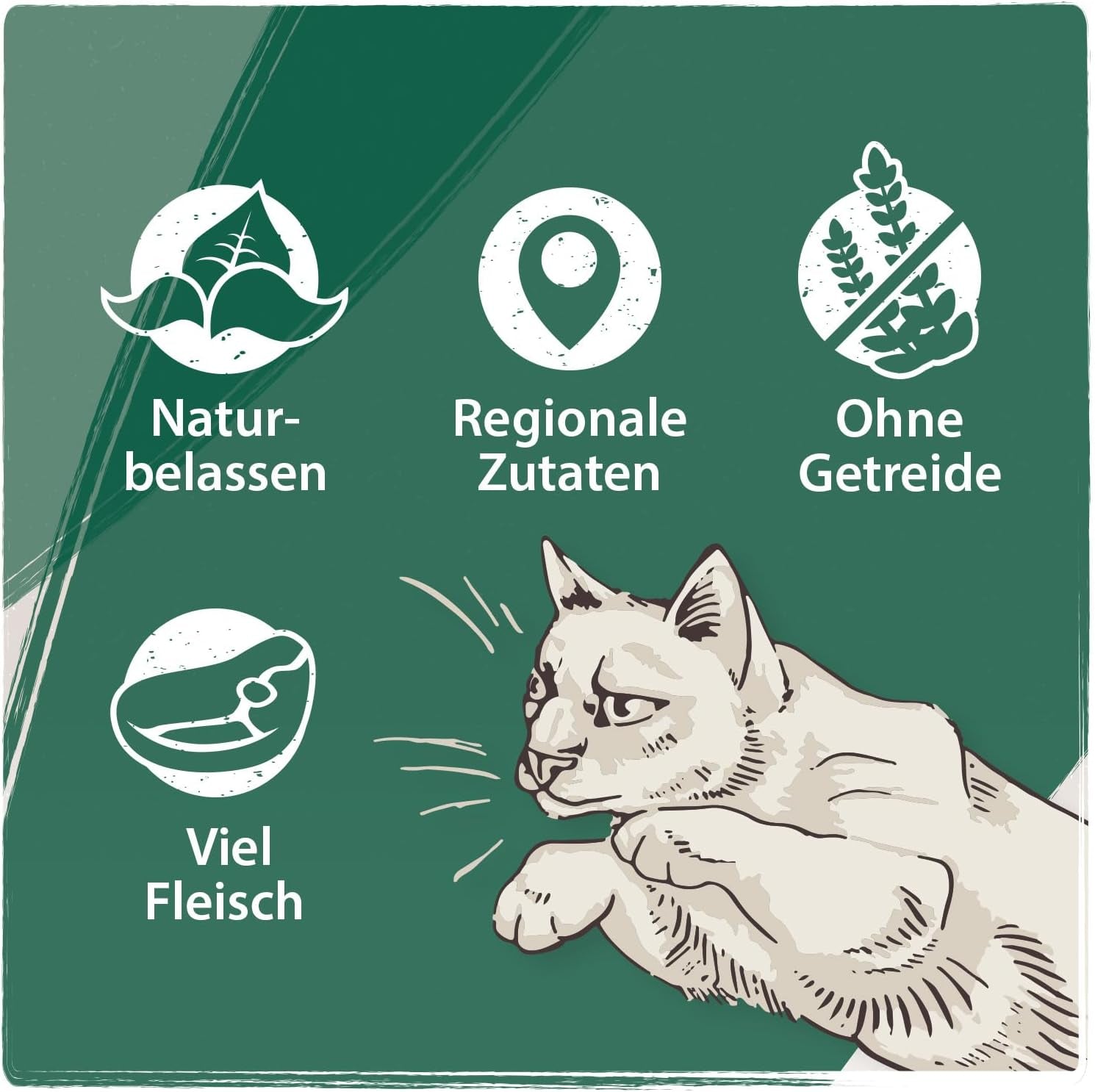 Venandi Animal - Premium Nassfutter für Katzen, Probierpakett I, Kylling, Pute, RInd, 6 x 200 g (6er Pack), getreidefrei og naturbelassen