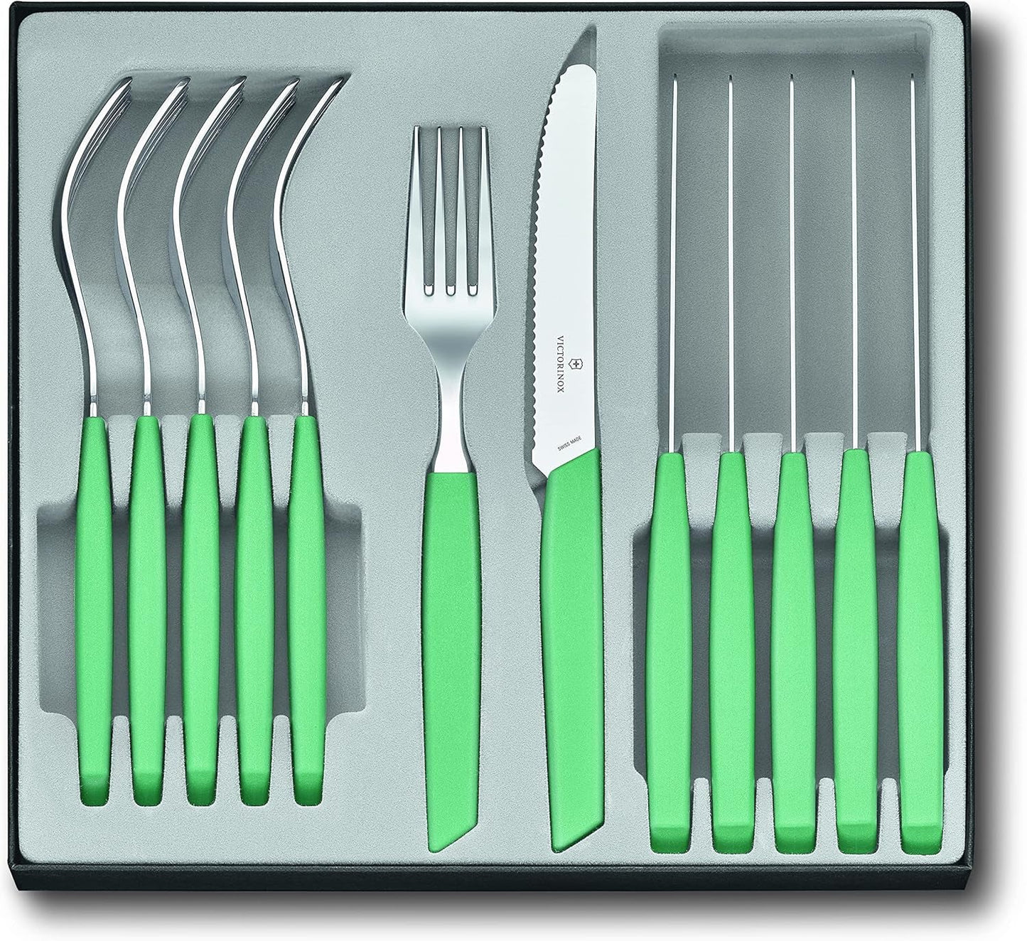 VICTORINOX moderne schweizisk bestiksæt til 6 personer, 12 dele køkken Naty Shop Green