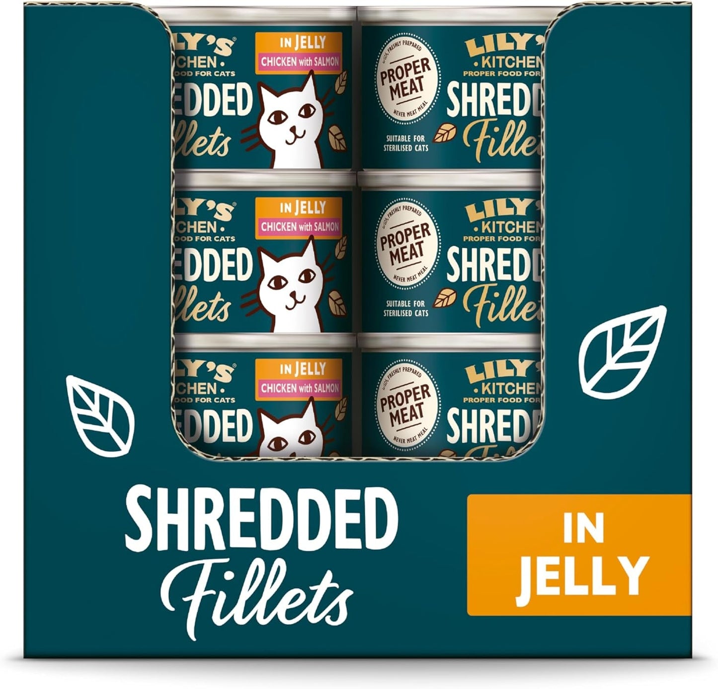 Lily's Kitchen Aus Naturichen Ingrediens hermestellung Zerkleinerte Filet in Gelee mit Hühnchen und Lachs Ausgewachsen Nassfutter für Katzen 70 g Dose