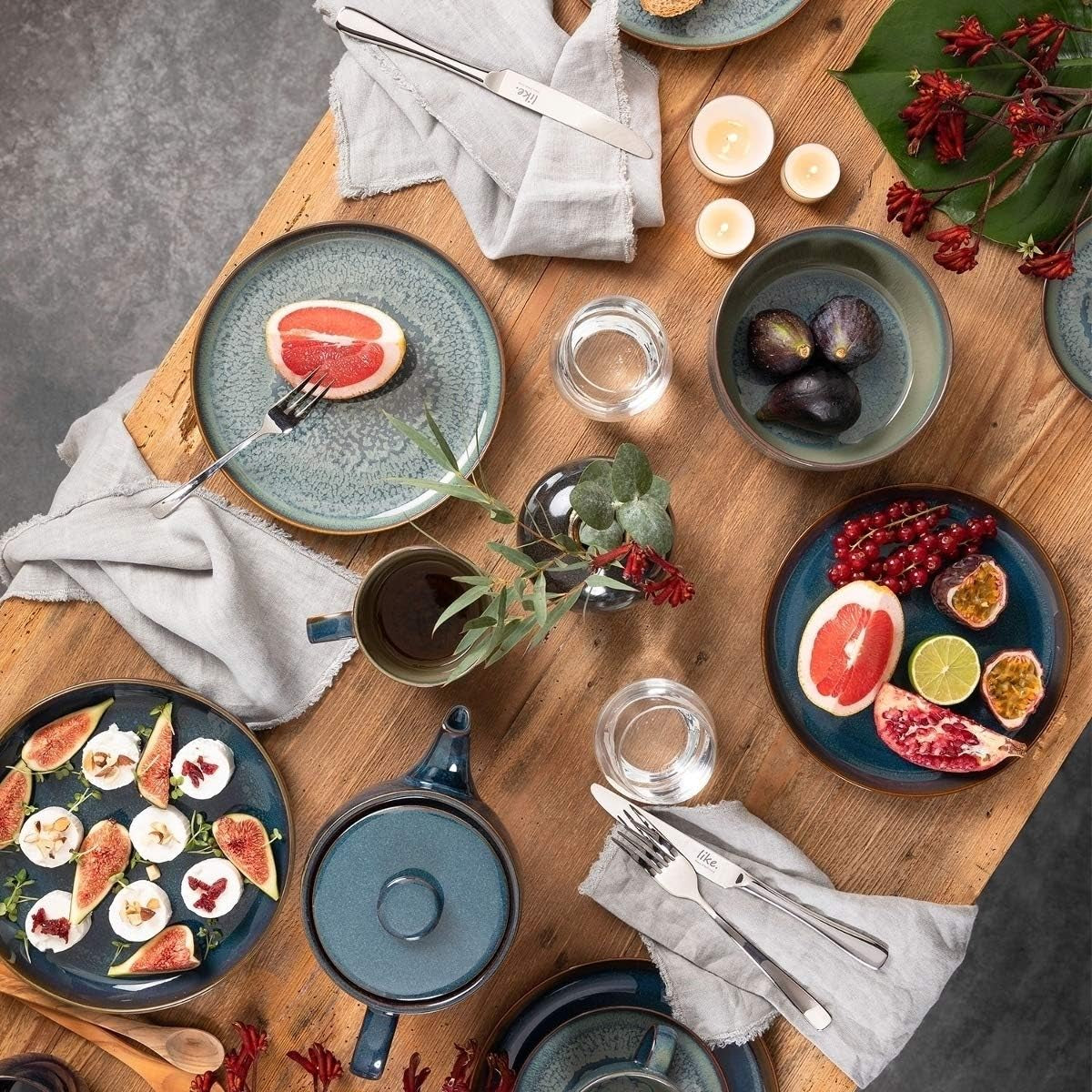 Villeroy & Boch Crafted Denim morgenmadssæt, 6 dele, til 2 personer, blå