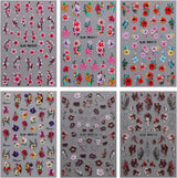 JMEOWIO Nagelsticker Blumen 6 Blatt Nail Art Sticker Selbstklebend Nagelaufkleber Sommer Blumen Dekoration Nageldesign Zubehör