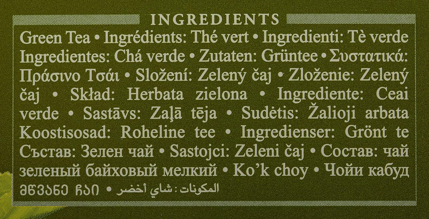 Ahmad te - grøn te - smagsforseglede individuelt indpakkede teposer med 2 g te pr. portion - 20 teposer med bånd (pakke med 2)