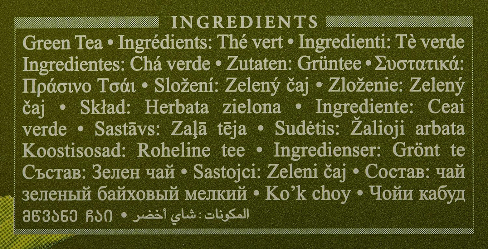 Ahmad te - grøn te - smagsforseglede individuelt indpakkede teposer med 2 g te pr. portion - 20 teposer med bånd (pakke med 2)