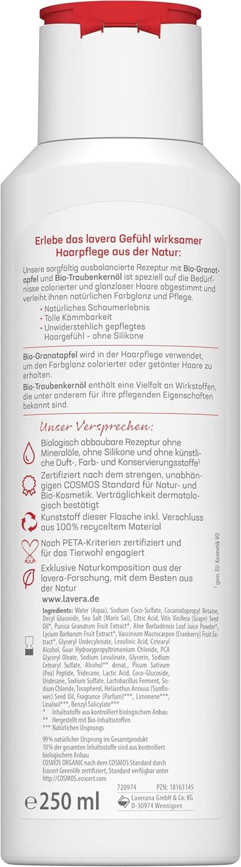 Lavera Care Shampoo Color Shine & Care, vegansk, 250 ml Brusebad og bad Naty Shop