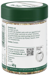 Fuchs Gewürze - Zwiebel rot geschnitten - Gewürz für Pürees, Salat eller Brotaufstriche - naturlige ingredienser - 40 g i wiederverwendbarer, genbrugsbarer Dosis