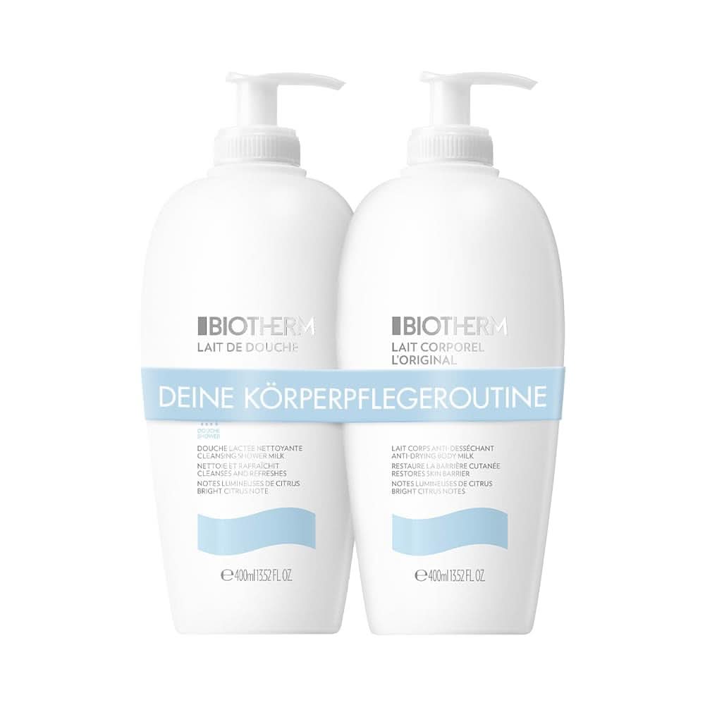 Biotherm Lait Corporel L'Original, Fugtgivende bodylotion med plankton, 400 ml Kosmetik og skønhed Naty Shop Bodylotion 400 ml + Shower gel 400 ml Sæt