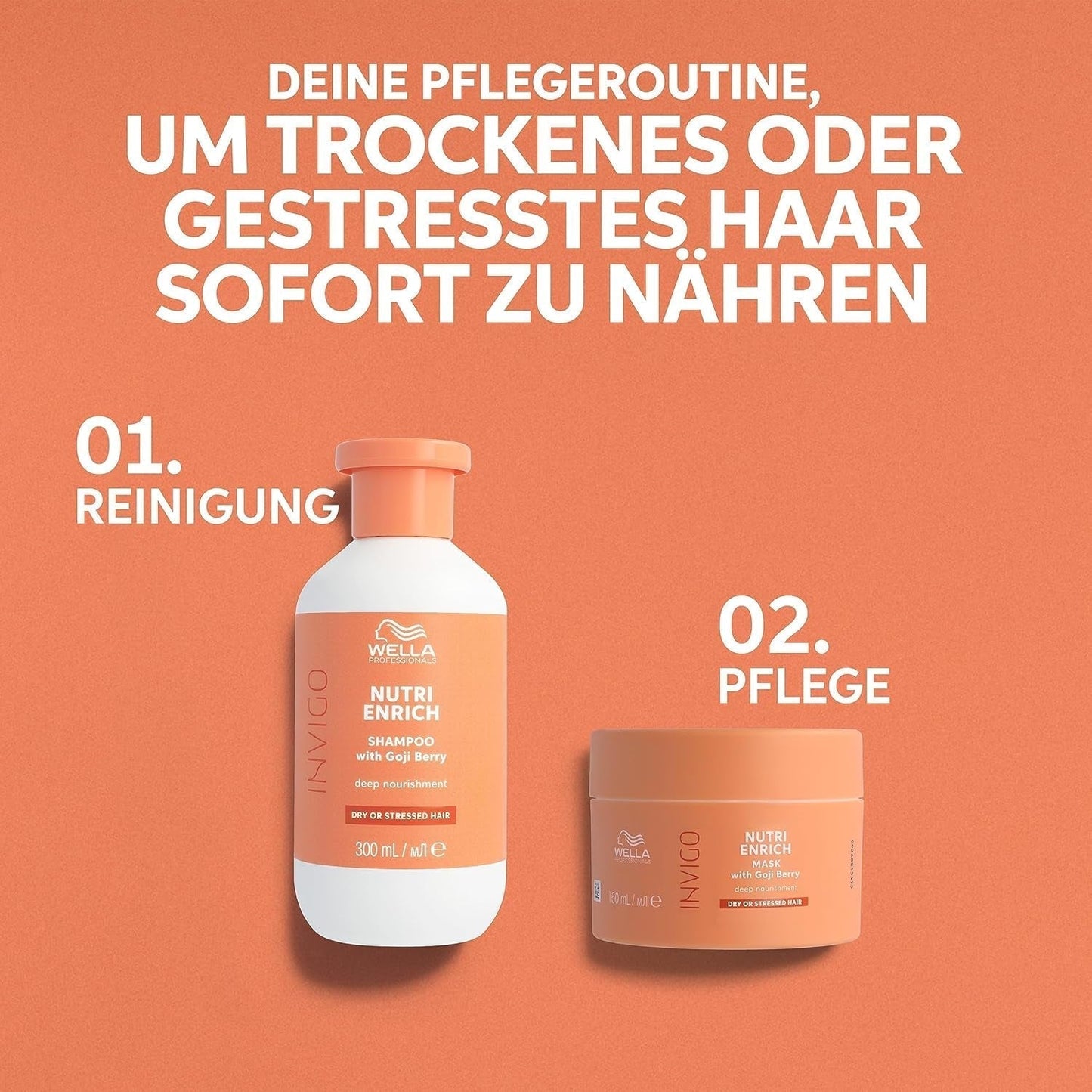 Wella Professionals Invigo Nutri Enrich - fugtgivende pleje til beskadiget hår - balsam, maske og balsam med E-vitamin, panthenol og mandler - mod krus og til livlige krøller Naty Shop Hair Mask