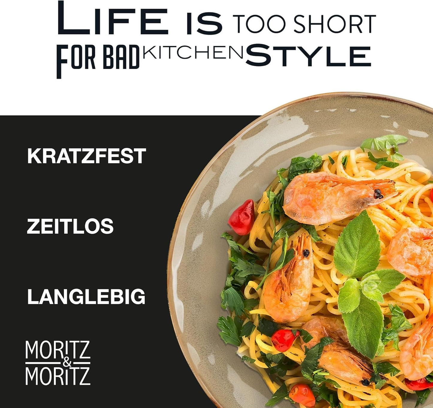 Moritz & Moritz COPA 16-tlg Geschirrset 4 Personen - Elegantes Teller Set fra hohrstandigem Steinzeug - Geschirr Set 4 Personen fra je 4x Dinnerteller, Dessertteller, Müslischale & Kaffeebecher