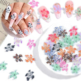 50 stk 3D Blumen Nägel Nail Charms Bunt Gelee Weich Kleber Lilie Flower Blume Nagel Hibiscus Zubehör Nageldesign Eis Kristall Geprägt Farbverlauf Lilien Für Mädchen Frauen Diy Basteldekoration