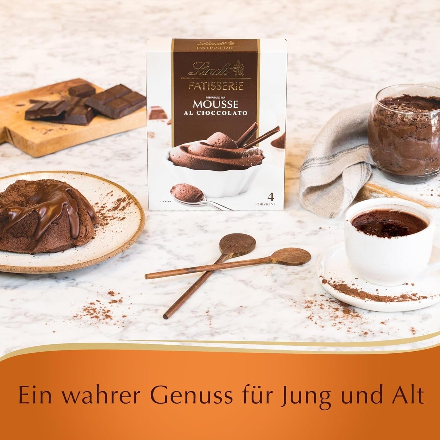 Lindt Schokolade - PATISSERIE Mousse Au Chocolat | 6 X 110 G | Backmischung Für 4 Portionen Fluffige Mousse Al Cioccolato Aus Finester Schokolade | Konditori | Backmix | Schokoladengeschenk Mix til bagning og madlavning Naty Shop