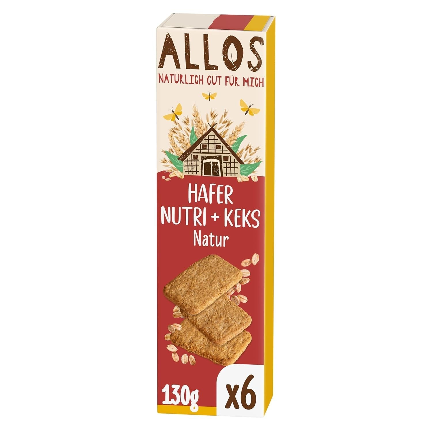 Allos Nutri økologiske havrekiks | Sprøde hele havrekiks | Sød med honning 6 x 130g