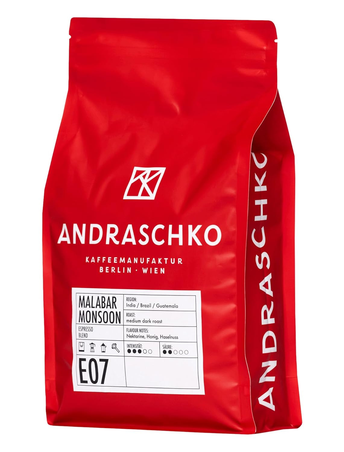 Malabar Monsoon Espresso Blend - 100% Arabica aus Indien, Brasilien & Guatemala - säurearm & ausgefungen mit Nektarine, Honig & Haselnuss - ganze Bohnen, medium mørk stegt - 1 kg