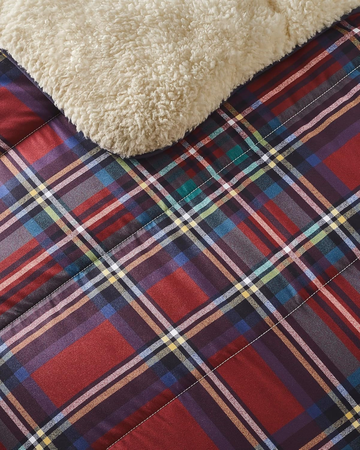 Night Lark Hyggeligt Sherpa Fleece tæppe, Klassisk Rød Tartan, 9 Tog, Luksuriøs, Fluffy, Tykk Og Vendbar, Perfekt Til Sofa, Seng, Sofa, Sofa. Hypoallergen, kan maskinvaskes, Størrelse: Night Lark Senge og dyner