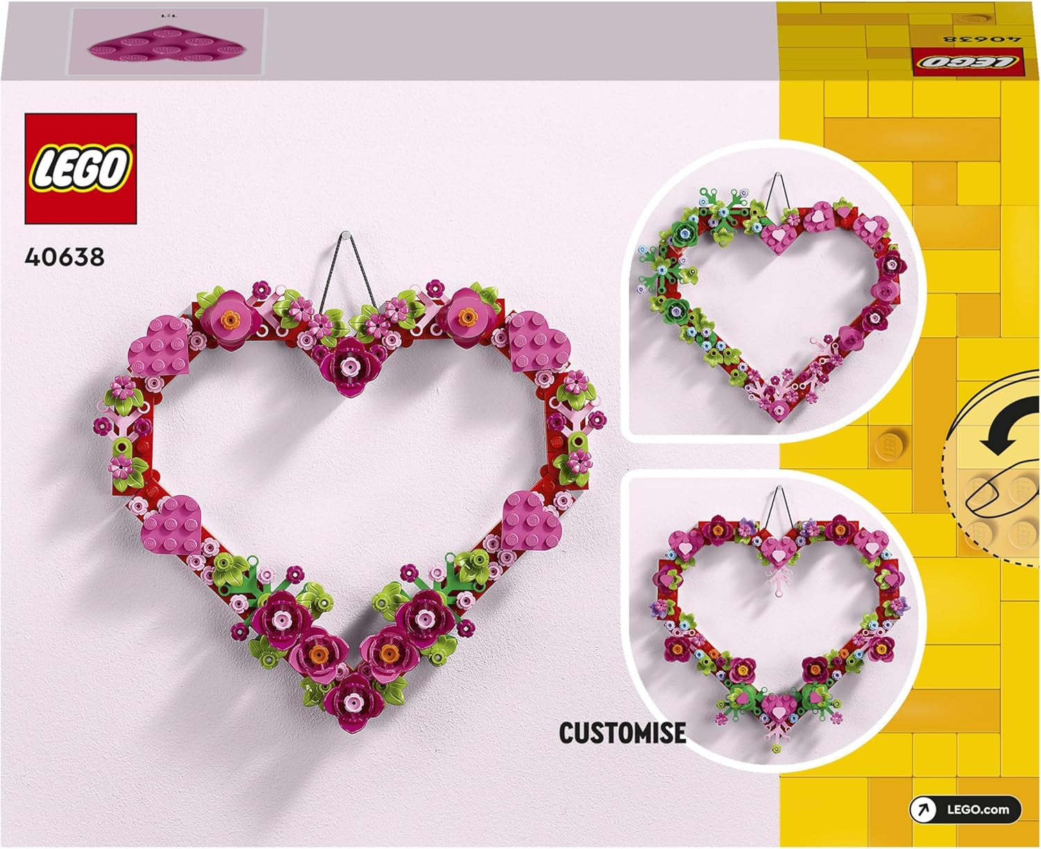 LEGO hjerte dekorationssæt, byggelegetøj til børn, piger og drenge fra 9 år, børneværelsesdekorationer eller vægtilbehør, gaveide til Valentinsdag, Mors Dag eller fødselsdag 40638 Byggesæt Beuche den LEGO-Store