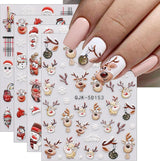 JMEOWIO 3D Nagelsticker Weihnachten Nail Art Sticker Selbstklebend Nagelaufkleber 5D Stereoskopisk Schneeflocke Xmas Winterurlaub Niedlich Dekoration Nageldesign Zubehör 4 Blatt