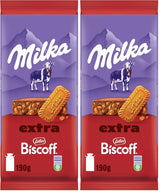 Milka Extra Biscoff Chokolade – Alpine mælkechokolade med sprøde stykker Lotus Biscoff-kiks – 190g