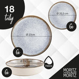 Moritz & Moritz BLOSSOM porcelænsservicesæt til 6 personer, 18 dele - Moderne service med et legende design - Letplejet kaffestel med tallerkener og skåle - Kombineret service