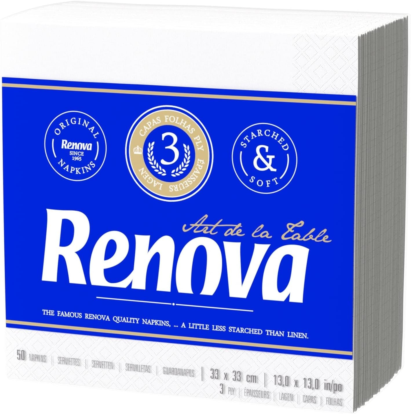 Renova papirservietter, bordkunst, 50 premium servietter, 3 lags