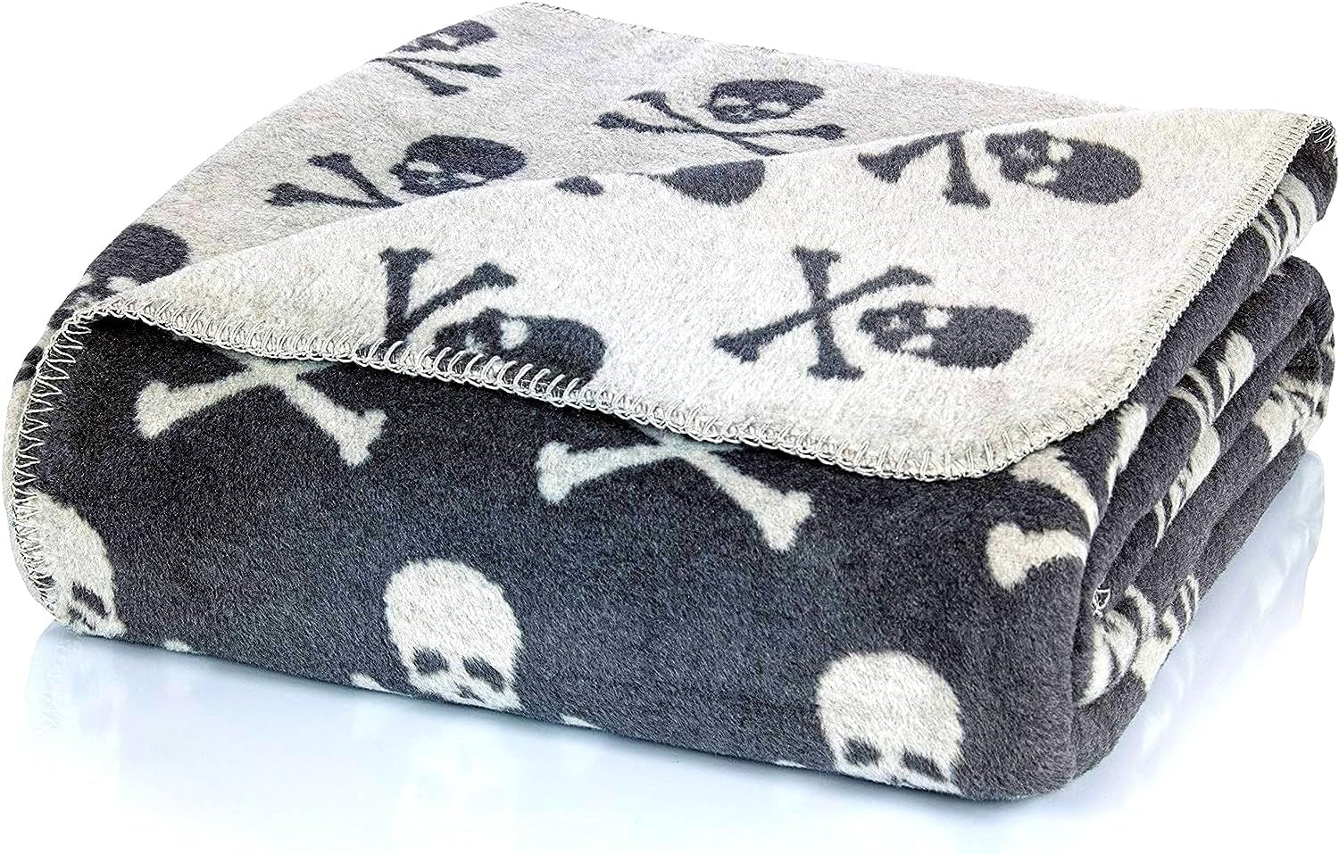 Glat krammetæppe Grey Skulls XL 150X200 Cm, blødt og varmt uldtæppe Ekstra Fluffy som sofatæppe sofatæppe, behageligt tæppe til stuen, plys til sofaen Kastesenge og tæpper Glat Default title