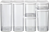 Mepal sæt med 6 opbevaringsglas med låg - Rektangulære madbeholdere - Plastkøkkenorganisering - Lufttætte opbevaringsbeholdere - 2x 2000ml, 2x 1000ml, 1x 1500ml & 1x 425ml - Hvide madopbevaringskasser Naty Shop