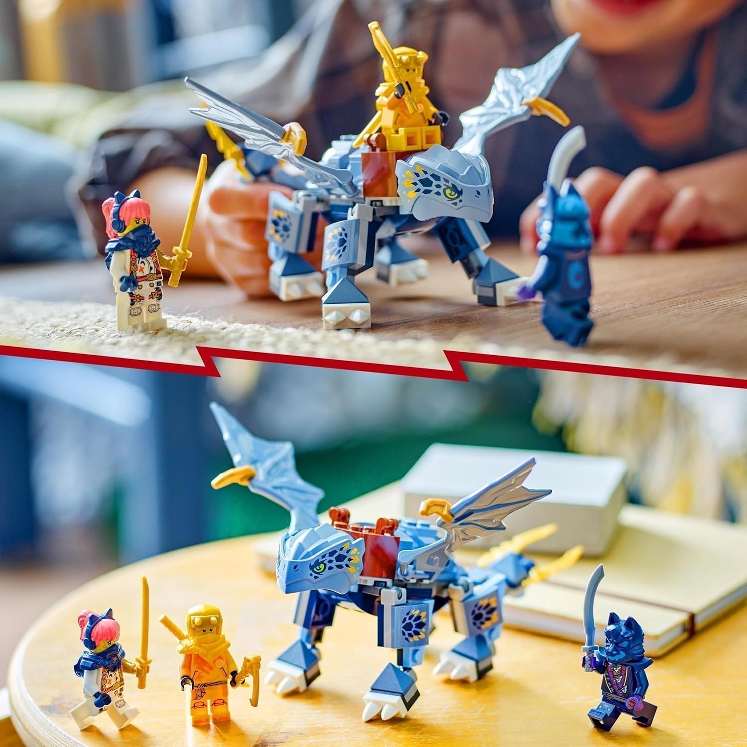 LEGO NINJAGO Riyu The Baby Dragon Dragon Legetøj med 3 minifigurer Ninja-legetøj til 6-årige drenge og piger Actionfyldt gave til børn 71810 Byggesæt Besuche den LEGO-Store