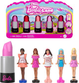 Barbie Mini Barbieland Sæt med 5 Fashionista-dukker, ca. 3,8 cm højde minidukker i læbestiftsærmer, Surprise Collection Set (stile kan variere), JBD26 Naty Shop Dolls 1 pakke