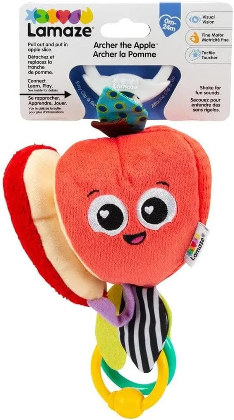 LAMAZE Bea the Banana, Clip on klapvogn og klapvogn Nyfødt legetøj, sanselegetøj til baby med farver og lyde, udviklingslegetøj til drenge og piger 0-24 måneder, gult babylegetøj Naty Shop Albert, Apple