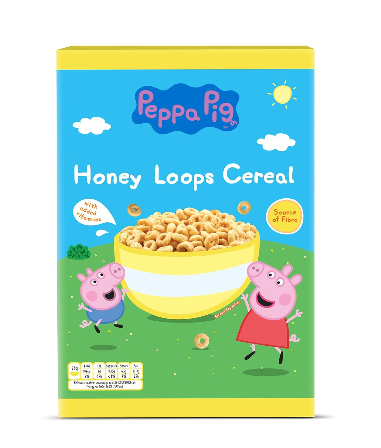 Peppa Pig Honey Loops Cereal, Knusprige Vollkorn Frühstückscerealien Mit Zugesetzten Vitaminen, 1Er Pakke (1 X 375G) Korn Naty Shop