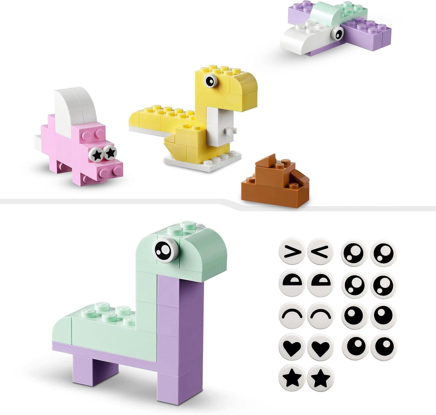 LEGO 11028 Classic Pastel Kreativt byggesæt Murstenskasse, byggelegetøj til piger og drenge fra 5 år og opefter med modeller; is, dinosaur, kat og mere Byggesæt Besuche den LEGO-Store