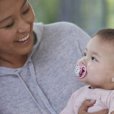 NUK Space baby sut 6-18 måneder, ekstra store åbninger til følsom hud, BPA fri silikone, zebra mønster, 2 stk.