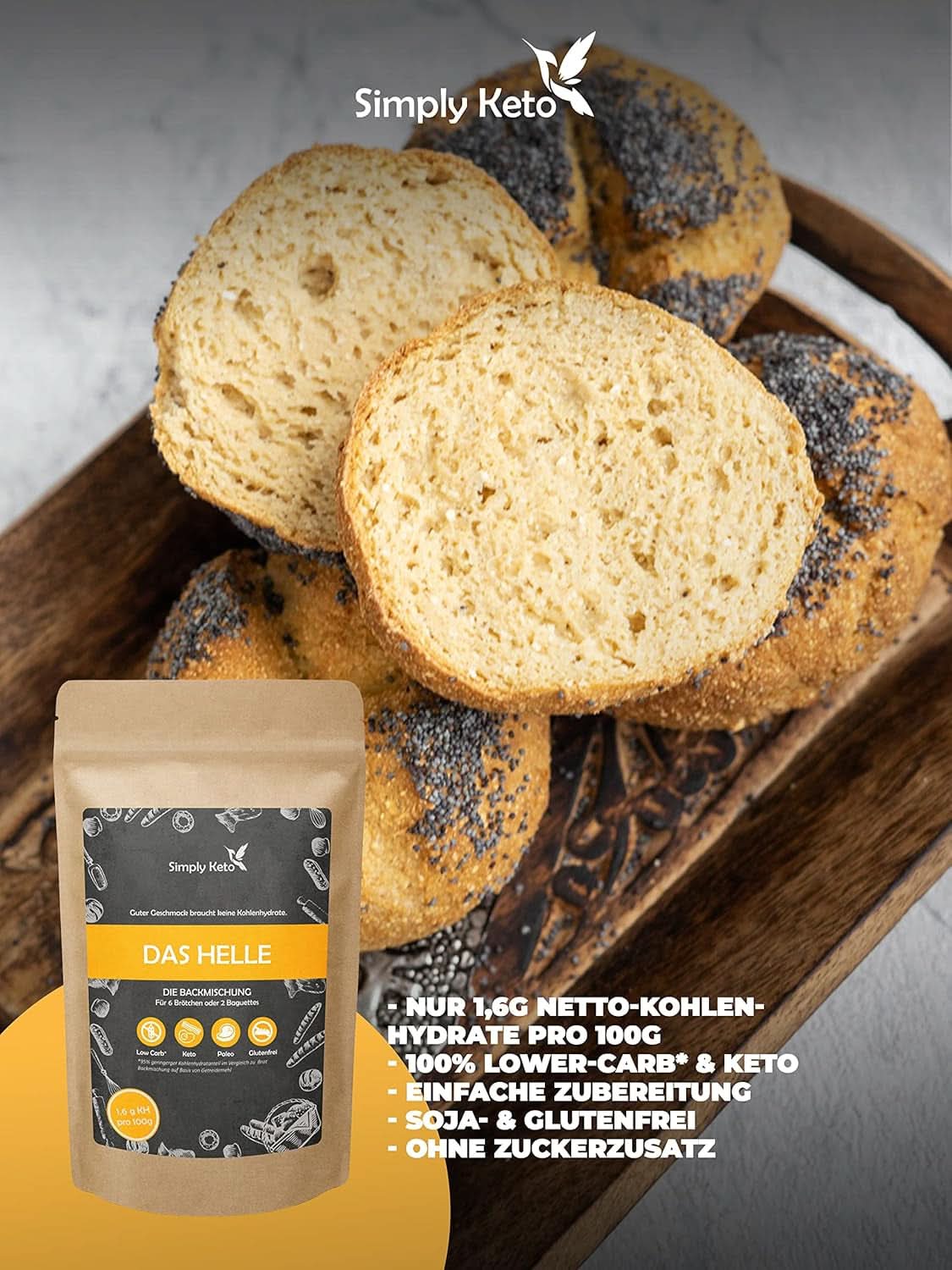 Simply Keto The Light Lower Carb* Brød, Bland til glutenfrit brød, 260 gram Kitchen Naty Shop