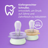 Philips AVENT Ultra Start natsut, ortodontisk sut til nyfødte, Glow in the Dark, BPA-fri, med steriliseringsbeholder, Twin Pack, Moon, Star, SCF075/07