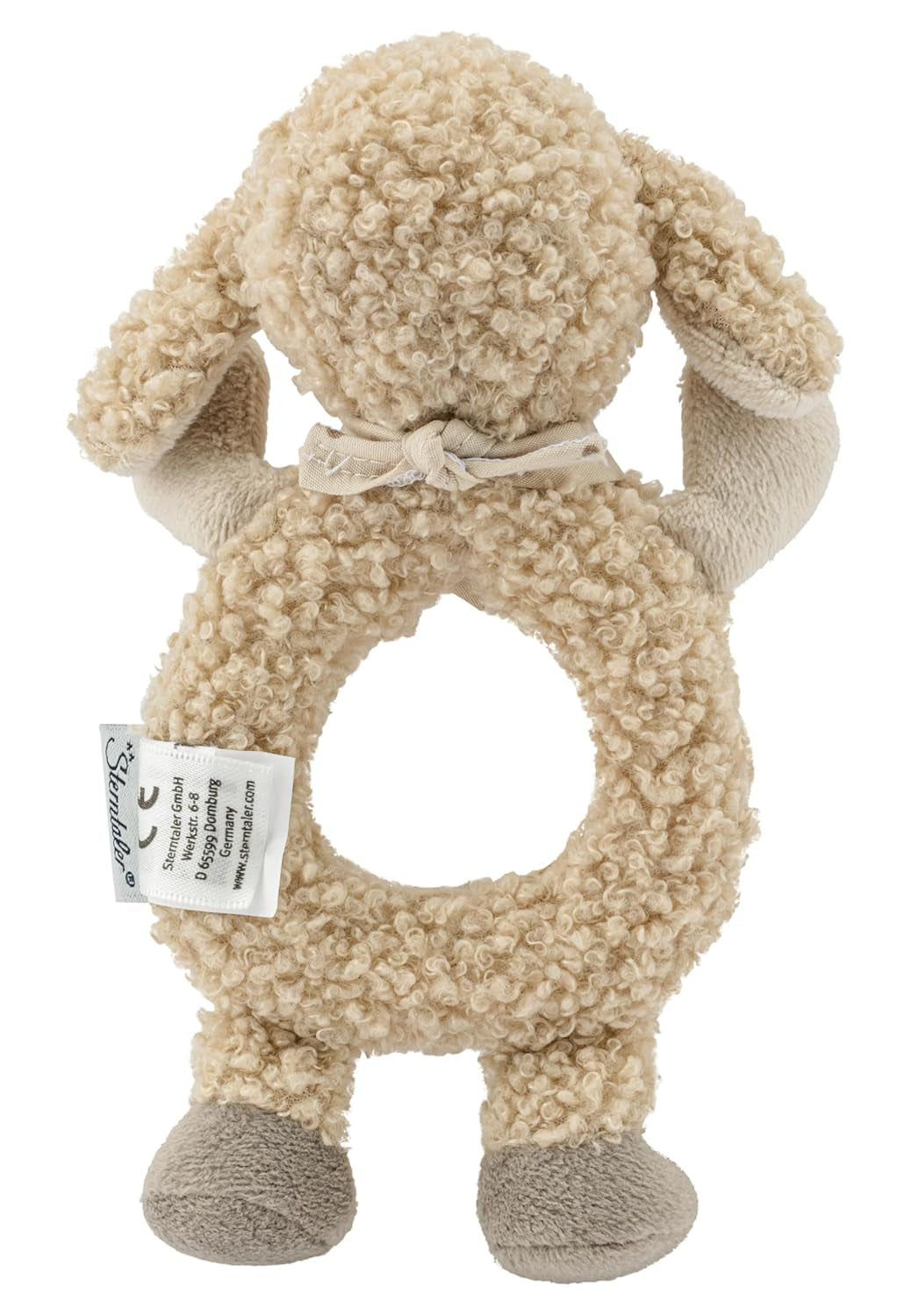 Flocke Sheep Sterntaler Catch Toy - motorisk aktivitetslegetøj til at rasle, røre og lege - plyslegetøj til babyer og børn med rattler som en loyal ven - babylegetøj lavet af blødt, sandfarvet stof Babylegetøj Naty Shop