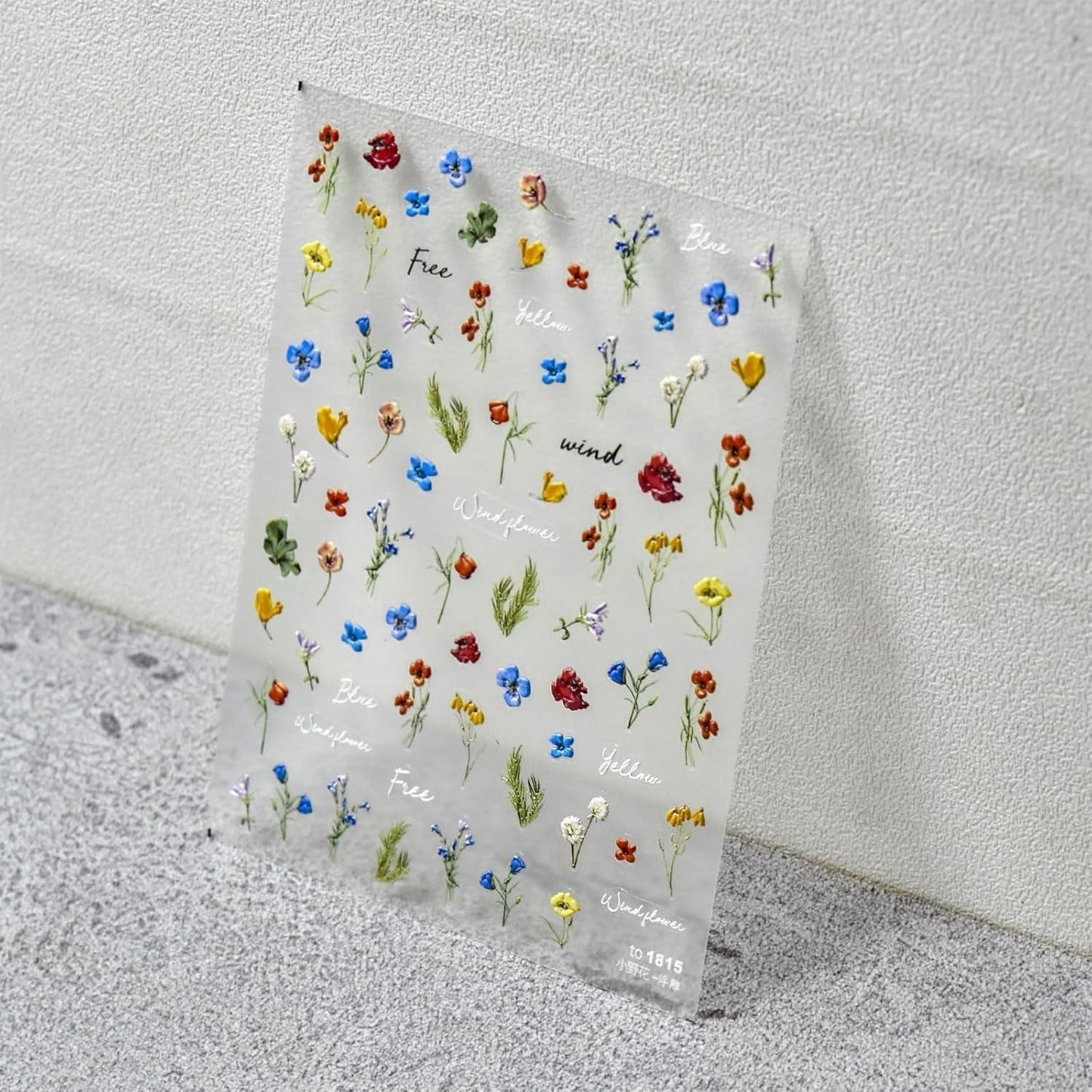 JMEOWIO 3D Nagelsticker Bunte Blumen Nail Art Sticker Selbstklebend Nagelaufkleber 5D Stereoskopisk Frühlings Sommer Blumen Dekoration Nageldesign Zubehör 2 Blatt
