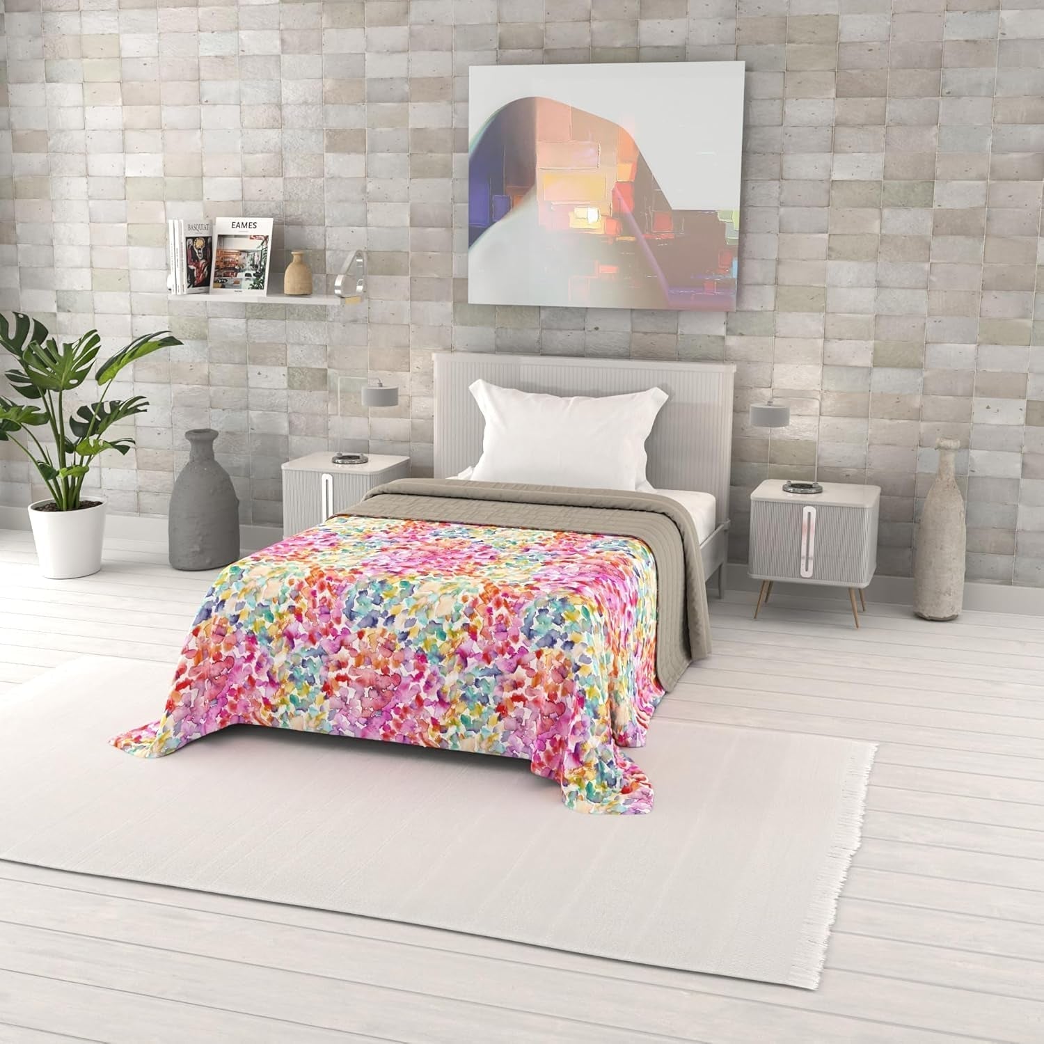 Fantasy printet sommerdyne, polyesterfyld, kronblade, 260X270Cm Dyner og dyner Naty Shop Spring 220X270Cm