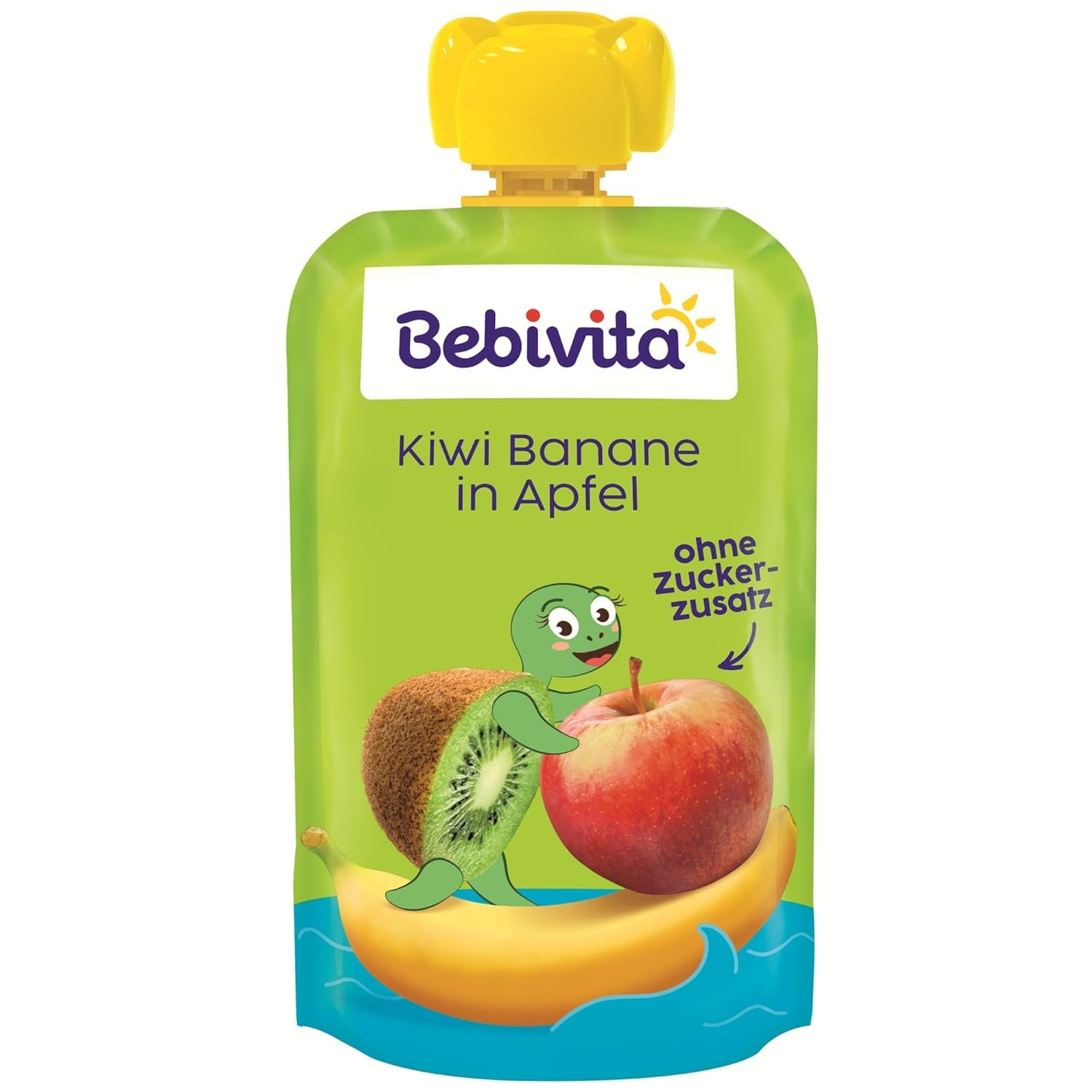 Kiwi-bananer i æble-quetschie (6 x 120 g), ohne Zuckerzusatz, glutenfrei, ideel til unterwegs og selvstændige snacks