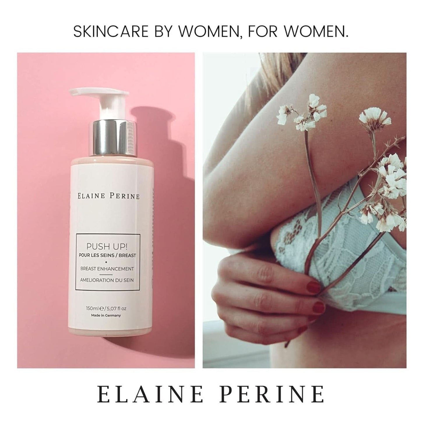 Brystforstørrelse og brystløftende creme, naturlige ingredienser - PUSH UP! af Elaine Perine™ Cosmetics and Beauty Naty Shop