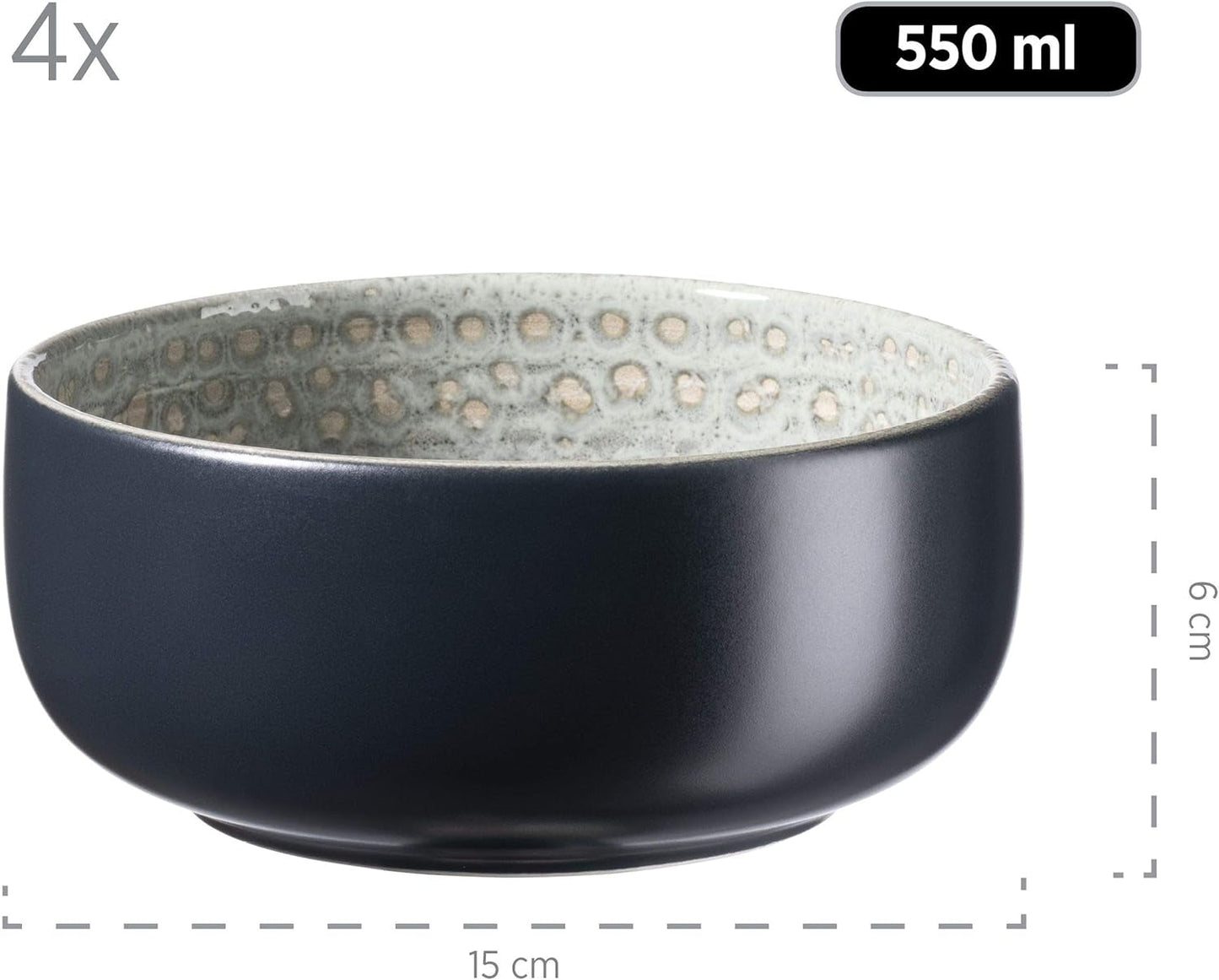 MÄSER 931744 Spicy Market Series, håndmalet porcelænssæt til 4 i vintage middelhavsdesign, 16-delt keramisk kombinationssæt, grønt, stentøj