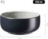 MÄSER 931744 Spicy Market Series, håndmalet porcelænssæt til 4 i vintage middelhavsdesign, 16-delt keramisk kombinationssæt, grønt, stentøj