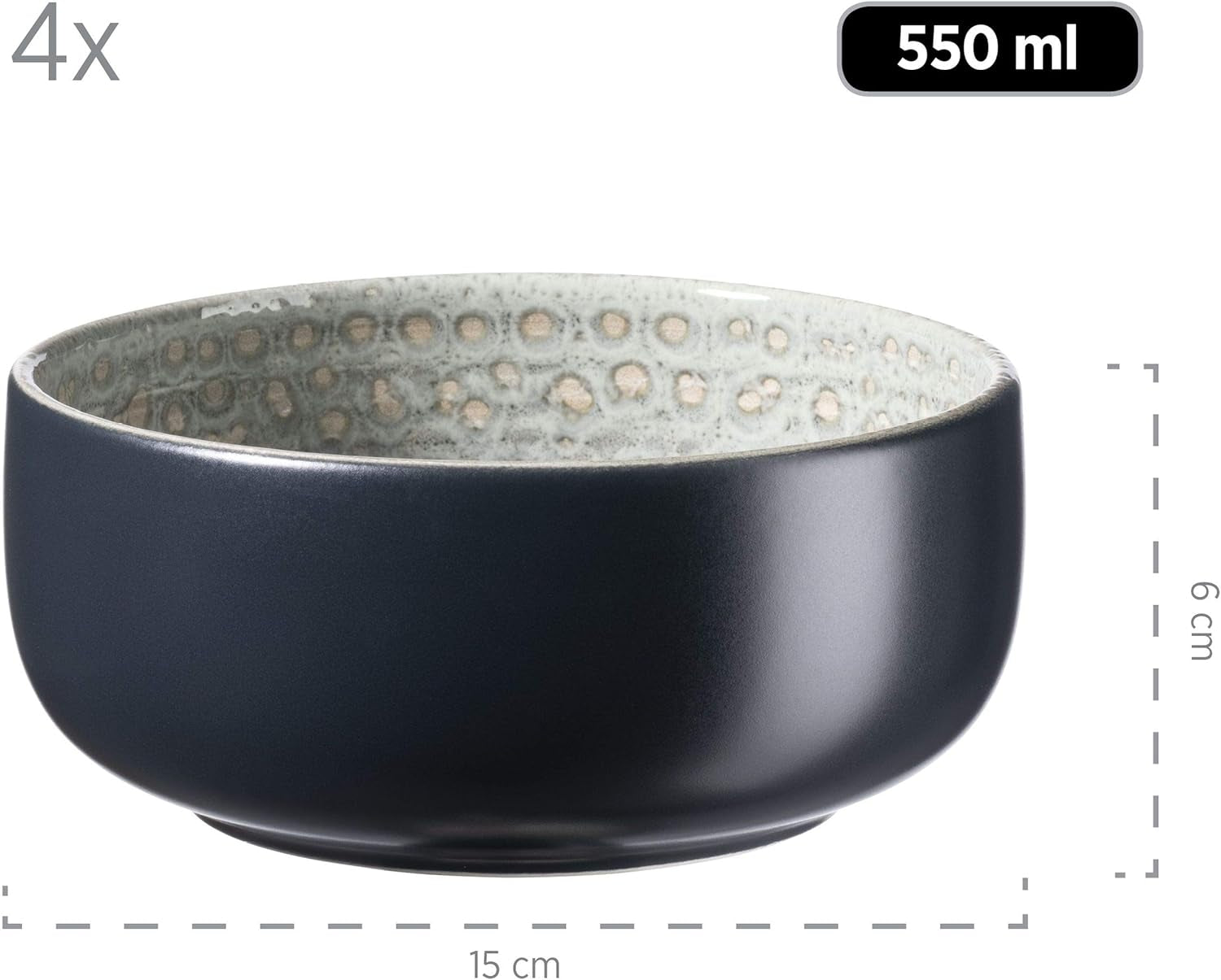 MÄSER 931744 Spicy Market Series, håndmalet porcelænssæt til 4 i vintage middelhavsdesign, 16-delt keramisk kombinationssæt, grønt, stentøj