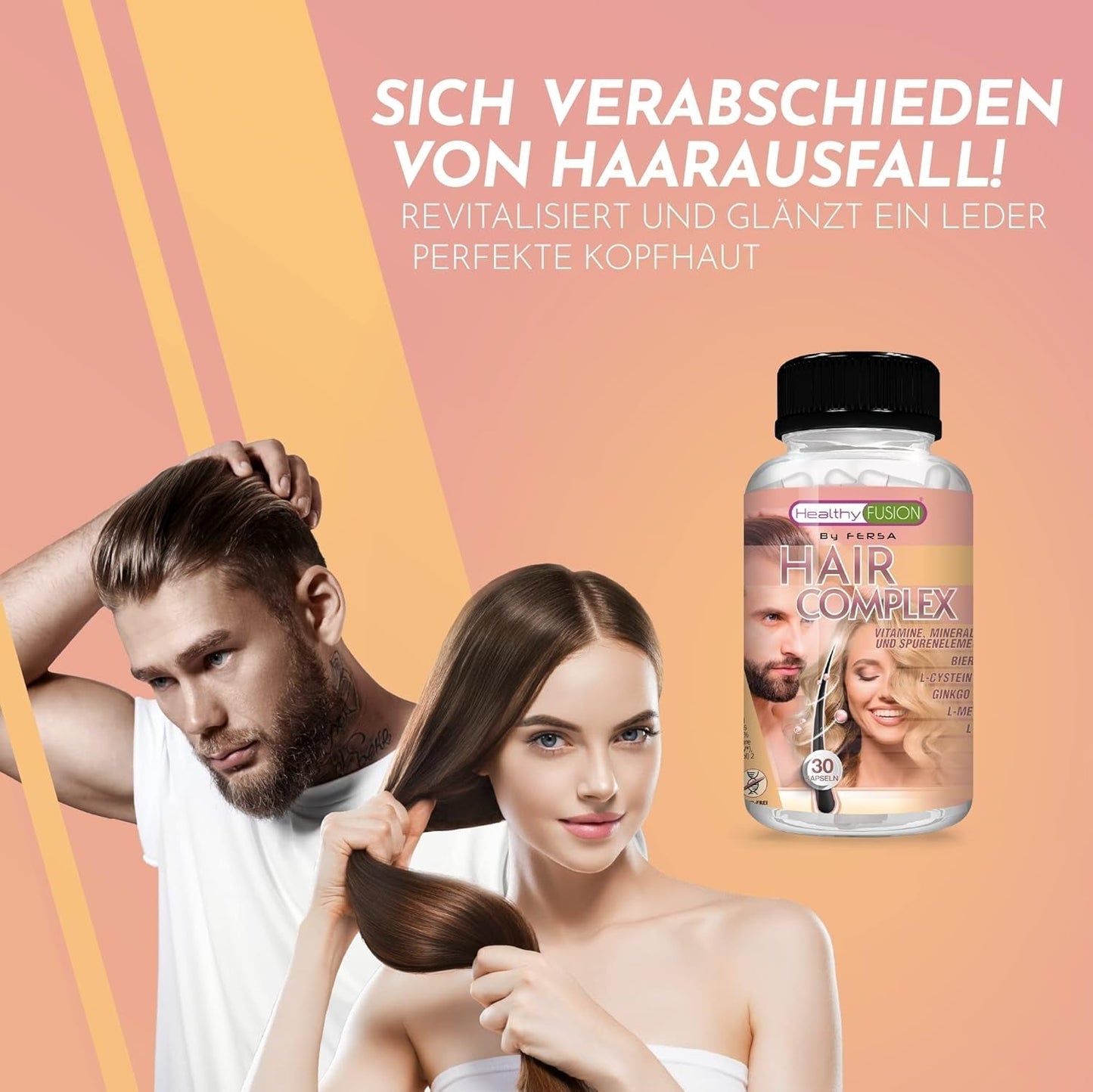 Healthy Fusion Haircomplex, effektiv mod hårtab, 30 kapsler Hårpleje Naty Shop