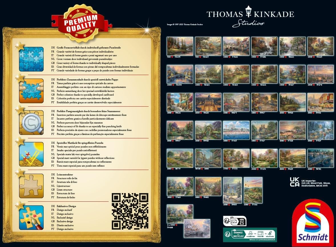 Schmidt Spiele 58784 Thomas Kinkade, Aften ved Autumn Lake, puslespil 1000 brikker, farverigt Puzzle Naty Shop