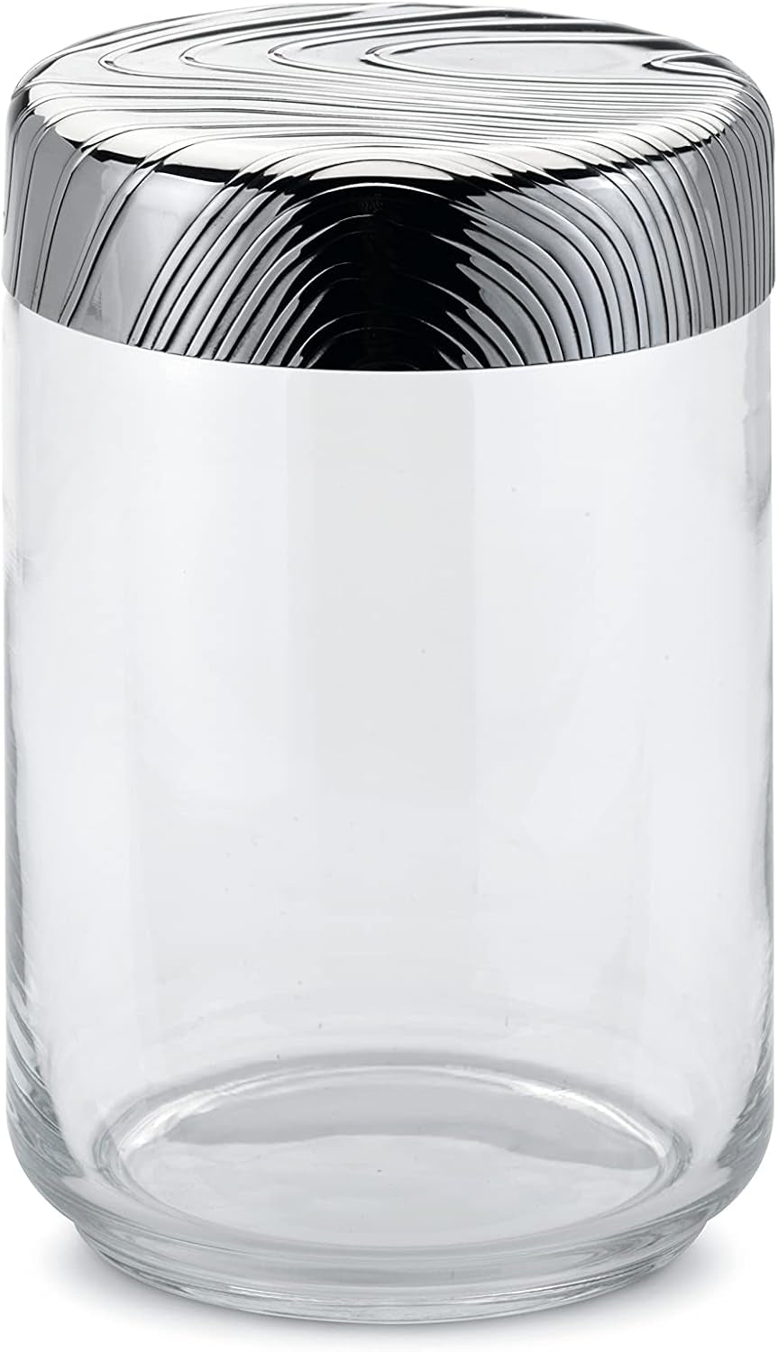 Alessi Finer PU05/100 - Hermetisk design Køkkenkande glaskrukke med 18/10 rustfrit stållåg præget dekoration Madopbevaringskasser Naty Shop Multicolor One Size Passer alle