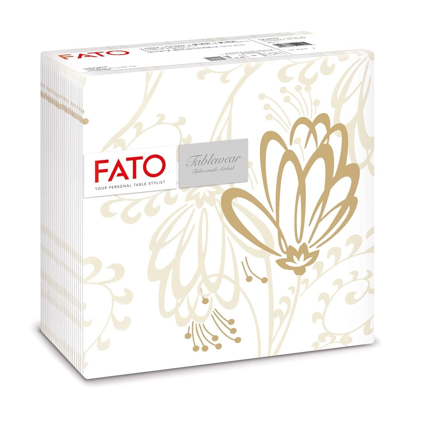 Fato - Tørre papirservietter, airlaid, tekstileffekt, pakke med 50 servietter, 40X40 foldet i 4 format, Tropicana Decor