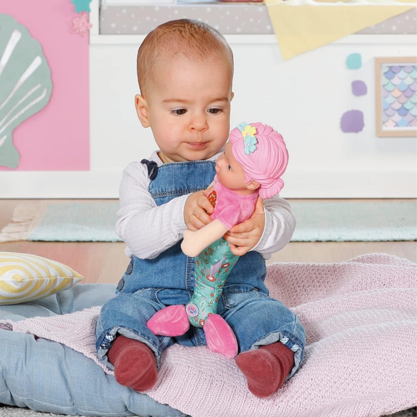BABY born Mermaid til babyer, vaskbar blød dukke, havfruedukke med blødt vinylhoved, 33 cm høj, 832288 Zapf Creation
