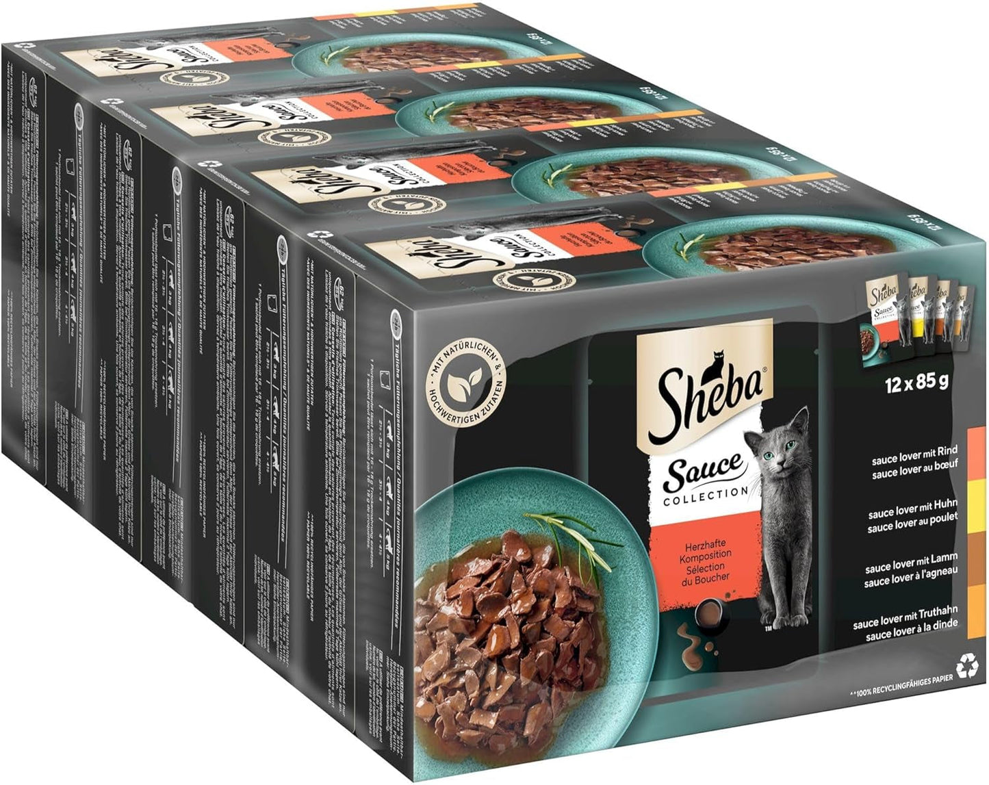 Sheba Sauce Collection våd kattefoder, portionsposer, Salty Multipack, 4x12x85g