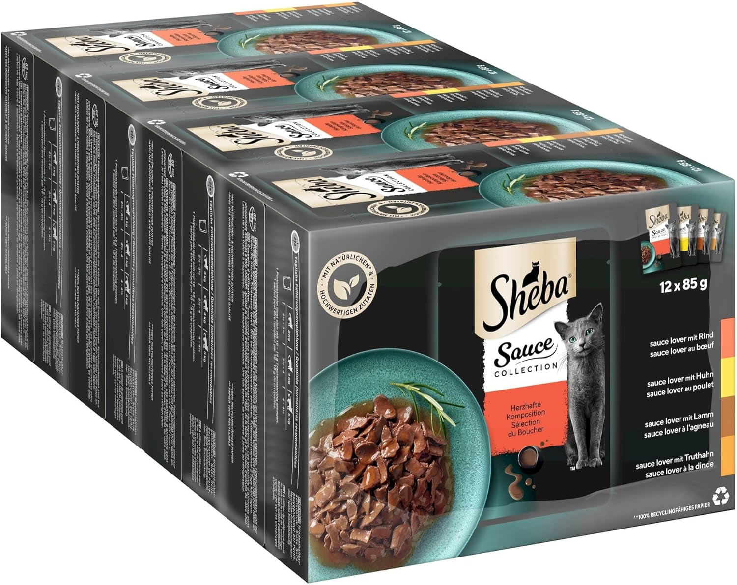 Sheba Sauce Collection våd kattefoder, portionsposer, Salty Multipack, 4x12x85g